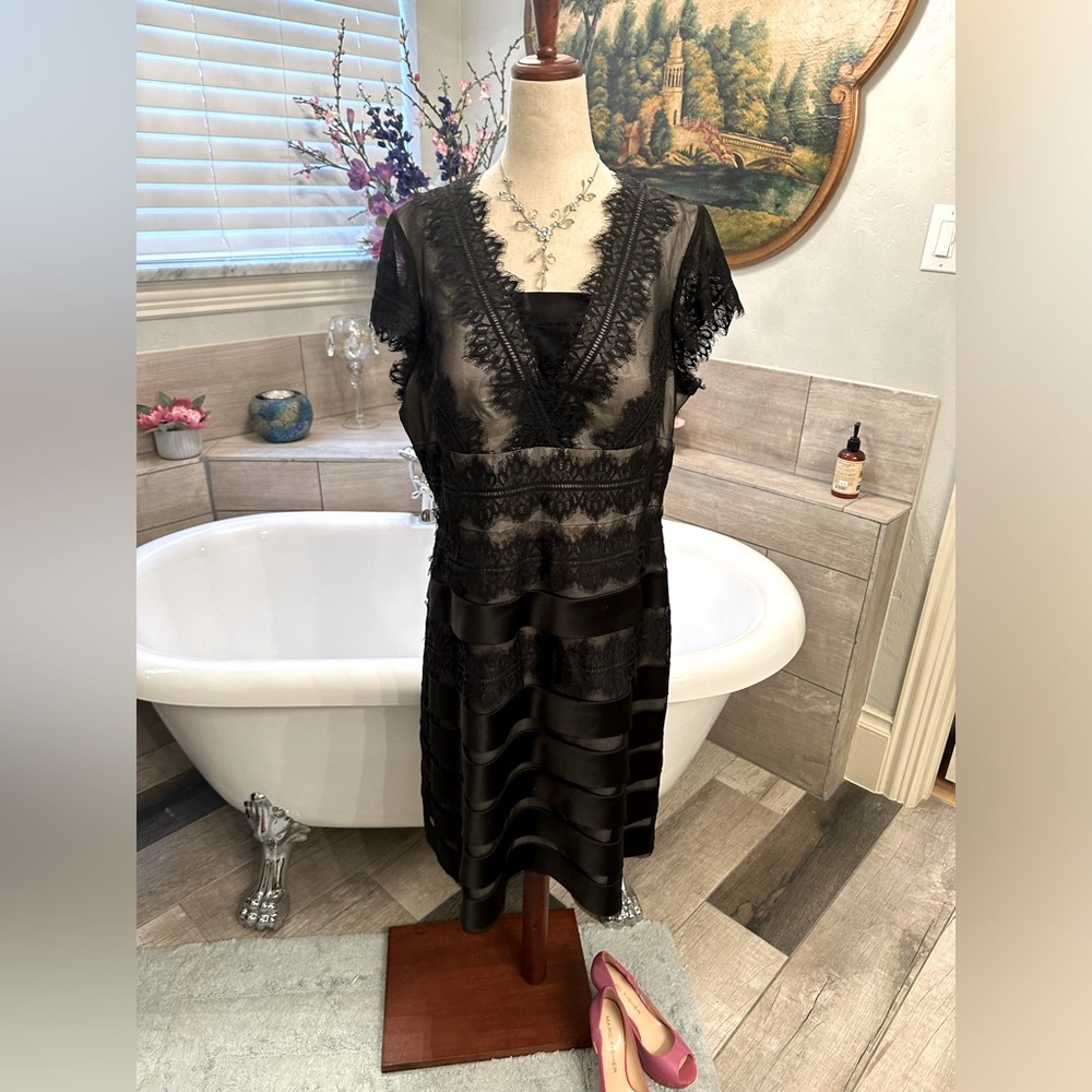 Pristine JS Collection Black with Cream Underlay Petite Gorgeous Dress